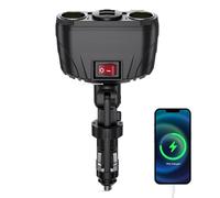 Car Charger for cell Phone, Two Port Angle Adjustable Vehicles Chargers, Overload Protection Vehicle Charger, Car Accessories for Suvs and Mpvs, 6,69 × 3,62 × 1,45 pulgadas, Black