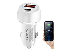 Car Charger - Metal USB Adapter, Type-C Fast | 60W High-Speed Charging Accessory with PD Port, Compact Auto Power Adapter For Smartphones Tablet GPS Devices While Driving