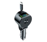 Car Charger - Retractable Plug for Phones | Telescopic 3 Port Adapter with Fast Charging, Compact Travel Accessory, Outdoor Driving Tool, Daily Commuting Business Trip Camping Use