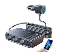 Car Charger Splitter, 3-Socket Power Adapter, 6-Port Fast Charger with LED