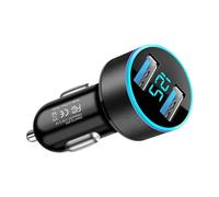 Car Charger USB C Digital Display, 2-Port Fast Charging Adapter for Long-Distance Driving and Business Travel, Compact Smart Charger for Daily Commute Road Trip and Ride-Sharing Vehicles 6.4x3.1cm