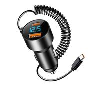 Car Charger USB C - PD QC 3 0 Fast Charging Adapter, 100W Automobile Type C Charger | Coiled Cable Design For Smartphones Tablets Laptops, Portable Car Power Supply, Safe Reliable High Speed Charging