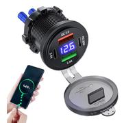 Car Charger With LED Digital Voltage Display - PD & QC3.0 Fast Charging Adapter | USB-C + USB-A Power Station For Motorcycles, Cars And Trucks | 12V-24V Waterproof Rapid Charger