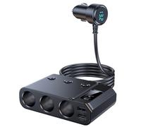 Car Charging Port, Cars Phone Charger Plug, 4,41 x 2,95 x 1,3 pulgadas Compact Design, Fast Charging Power Supply for Tablets Laptops, Safe Travel Accessory, Road Trips Camping, Black