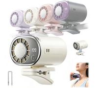 Car Clip on Fan Air Conditioner with LED Display,360° Rotation,199 Speeds Adjustable Portable Mini Cooling Fans,USB Rechargeable Detachable Personal Cooling Fan for Cars,Work,Camping (White)