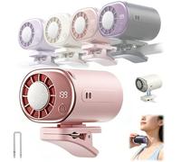 Car Clip on Fan Air Conditioner with LED Display,360° Rotation,199 Speeds Adjustable Portable Mini Cooling Fans,USB Rechargeable Detachable Personal Cooling Fan for Cars,Work,Camping (Pink)