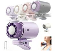 Car Clip on Fan Air Conditioner with LED Display,360° Rotation,199 Speeds Adjustable Portable Mini Cooling Fans,USB Rechargeable Detachable Personal Cooling Fan for Cars,Work,Camping (Purple)