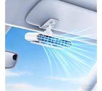 Car Clip on Fan Sun Visor, Portable Car Fans That Blow Cold Air USB Rechargeable 5 Speeds 360° Rotation Does Not Obstruct the View for Cars Without Ac, For Vehicle, Van, Suv, Rv, Truck (White)