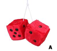Car Colorful Soft Spotty Furry Fluffy Hanging Mirror Fuzzy Dice Decor Red