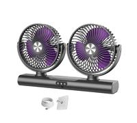 Car Cooling Fan - Double Head USB Rechargeable Desk Fan, Hangable Car Fans, 3 Speed 360 Rotation Dashboard Cooling Fans with Night Lights for Cars Truck RV Office Home Use
