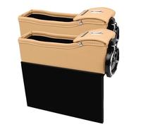 Car Crevice Storage Box - 2X Console Side Extra Pouches, Gap Filler with Drink Holder Console Organizer | For Cards Phones Keys Vehicle Interior Seating Accessory Universal Fit Automotive Leather