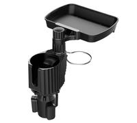 Car Cup Holder Expander - Adjustable 360° Rotating Cup Holder with Space Saving Tray, Holds Bottles Mugs Drinks Snacks in Black | Auto Interior Accessory for Cars SUVs Trucks Daily Driving Travel