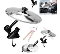 Car Cymbals Auto Tambor Auto Crash Platillo Auto Tambor Ventilación Mini Platillo Batería Diseño Coche Giratorio 3 Piezas para los amantes de la música Todo tipo de vehículos (Plata)