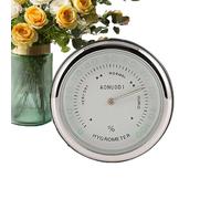 Car Dashboard Clock, Auto Thermometer Hygrometer, 4 cm, Compact Analog Timepiece, Clear Display, Adhesivo Mount, Black Silver, for Truck RV Boat Interior ABS