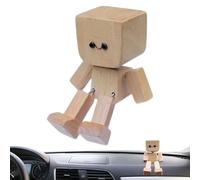 Car Dashboard Decorations, Shaking Wooden Man Figurine, 3.15x1.57 Inches Movable Joint Magnetic Auto Ornament for Van, Truck, Daily Commute, Road Trip, Vacation, Camping and Outdoor Travel