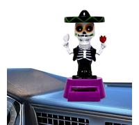 Car Dashboard Solar Skull Ornament - Halloween Horror Bobbleheãd Statue | Dark Style Resin Decoration For Truck, Sedan, RV & Vehicle Interior Supplies