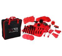 SIXTOL Car Detailing 33 Kit Limpieza Coche 33 Piezas | Cepillo Limpieza Coche para Interior y Exterior | Kit de Lavado de Auto con Cepillo para Taladro, Esponja Pulir Coche | En Bolsa de Almacenaje
