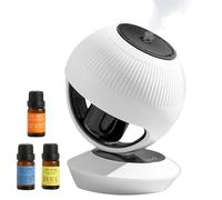 Car Diffuser Air Freshener, Travel Aromatherapy Humidifier, Small White Ball Shape Auto Perfume Diffuser for Vehicle and Living Room Scent Decoration, 3.15x3.15x4.17 inches