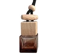 Car Diffuser Bottle Empty - Aromatherapy Ornament for Men Drivers Collectors | Refillable Glass Container with Absorbent Wooden Top, Compact Suspended Design for Sedan SUV Truck RV Travel Use