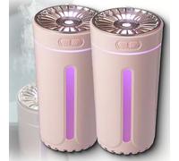 Car Diffuser Humidifier, Portable Silent USB Car Diffuser with LED Light & Essential Oil Diffuser, USB-Powered, for Cars, Travel, Office, Home, Bedroom (Pink-USB,2pcs)