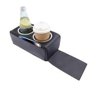 Car Drink Holder, Leather Interior Tray, Cup Holder with Sturdy Build, Organizer with Multiple Sections, Car Accessory, Support for Road Trip Truck RV Sedan Boat Cell Phone Snack Remote