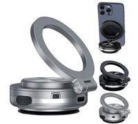 Car Electric Suction Cup Vacuum Magnetic Phone Holder, 360 Rotatable Magnetic Suction Phone Mount, Electric Suction Cup Phone Mount Compatible with Most Sizes of Smartphones (Silver)