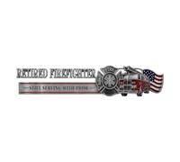 Car Emblem Retired Firefighter - American Flag Patriotic Car Emblem Metal