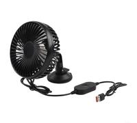 Car Fan 12V-24V USB Rechargeable 360° Rotation(Black) | USB rechargeable para battery, 360-degree rotation, dual voltage 12V/24V, strong airflow, silent operation