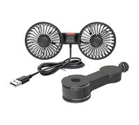 Car Fan - Dual-Nozzle Clamp Ventilator, 5V 2A Adjustable Double-Head, Bifold Airflow Pincer | Car Seat Cooling Fan Clip Air Cooler for Automotive RV SUV Van Backseat Headrest Driver Passenger Travel