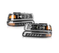 Car Faros Conjunto De 4 Faros LED Modificados para Chevy para Chevrolet para Silverado 1500 2500 3500 1999 2000 2001 2002 para Suburban para Tahoe 2000-2006 Faro Principale Fari