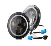 Car Faros Faro Delantero LED De 7 Pulgadas para Coche Faro DRL para Hummer H1 H2 2003 2004 2005 2006 2007 2008 2009 Accesorios 75 W Y 40 W Faro Principale Fari(with 9007 Adapter B)