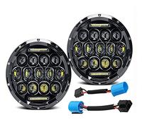 Car Faros Faro Delantero LED De 7 Pulgadas para Coche Faro DRL para Hummer H1 H2 2003 2004 2005 2006 2007 2008 2009 Accesorios 75 W Y 40 W Faro Principale Fari(with 9007 Adapter A)