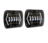 Car Faros Faros Delanteros LED Rectangulares 5 X 7 Y 7 X 6 Pulgadas para Jeep para Wrangler XJ para Cherokee MJ Y para Comanche Luces Circulación Diurna DRL DLuz Alta Faro Principale Fari(55W Black)