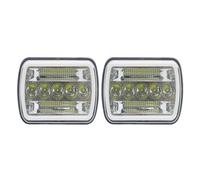 Car Faros Faros Delanteros LED Rectangulares 5 X 7 Y 7 X 6 Pulgadas para Jeep YJ para Wrangler XJ para Cherokee MJ para Comanche Luces Circulación Diurna DRL Luz Alta Faro Principale Fari(35W Chrome)
