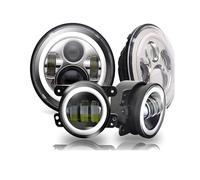 Car Faros Kit Combinado Faros LED Halo 7 Pulgadas + Luces Antiniebla LED DRL 4 Pulgadas para Jeep para Wrangler JK 2007-2017 para Wrangler TJ 1997-2006 Faro Principale Fari(B Style 2)
