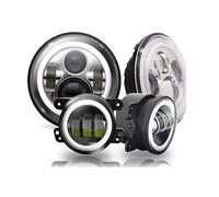 Car Faros Kit Combinado Faros LED Halo 7 Pulgadas + Luces Antiniebla LED DRL 4 Pulgadas para Jeep para Wrangler JK 2007-2017 para Wrangler TJ 1997-2006 Faro Principale Fari(G Style 1)