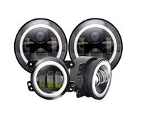 Car Faros Kit Combinado Faros LED Halo 7 Pulgadas + Luces Antiniebla LED DRL 4 Pulgadas para Jeep para Wrangler JK 2007-2017 para Wrangler TJ 1997-2006 Faro Principale Fari(A Style 2)