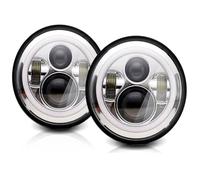 Car Faros para Mazda para Miata para MX-5 para MX5 1990-1995 1996 1997 Faros Delanteros LED 7 Pulgadas con Forma Ojo Ángel Redondos Luces DRL Delanteras Tipo Halo Faro Principale Fari(Chrome 2pcs)