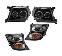 Car Faros para Nissan para Patrol Y60 Y61 2001 2002 2003 2004 Faros Delanteros Luz Esquina Lámpara Faros Delanteros Parachoques Faros Delanteros Accesorios Coche Faro Principale Fari(4pcs Black)