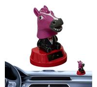 Car Figurines - 10x5.5cm Solar-Powered Cute Horse Head Desk Decor - Space-Saving Car Accessory Animal Interior Dash Figurine Toys,for Truck Sedan Pickup Vehicle SUV Desk Shelf Office Home Party