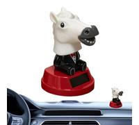 Car Figurines - 10x5.5cm Solar-Powered Cute Horse Head Desk Decor - Space-Saving Car Accessory Animal Interior Dash Figurine Toys,for Truck Sedan Pickup Vehicle SUV Desk Shelf Office Home Party