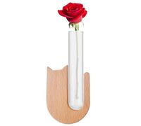 Car Flower Vase Vent Clip - Hydroponic Glass Tube Display, Wooden Dashboard Ornament, Airflow Mounted Floral Holder, Elegant Automotive Decoration Piece | Portable Cabin Styling For Minivan, RV