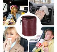 Car Garbage Can - Vehicle Storage Box | 20x16cm Leather 0.9 Gallon Bin with Lightweight 120g Design, Automotive Trash Container with Front Seat Use, SUV Sedan Truck RV Road Trip Commute Camping