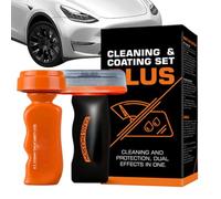 Car Glass Oil Film Remover - Anti-Glare Hydrophobic Emulsion, 2-in-1 Cleaning Brush with Formula, Windshield Water Repellents, Automotive Window Polishs for Interior Mirrors Shower Doors