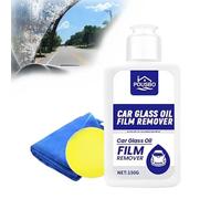Car Glass Oil Film Remover,Glass Film Removal Cream with Sponge,Car Windshield Oil Film Cleaner Glass Dirt Cleaning Cream,Glass Stripper Water Spot Remover (1Pcs)