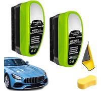 Car Glass Oil Film Remover, Upgrade 2.0 Limpiador de Película de Aceite Vidrio, Esponja Limpia Cristales de Coche, Strong Front Windshield Remover for Windshield Improves Clarity and Visibility (*2)