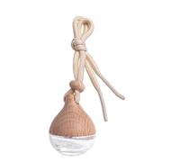 Car Hanging Air Freshener Bottle, Wooden Transparent Glass Perfume, Stylish Lanyard Car Interior Accessories, Long-Lasting Fragrance, Wood Cover, 4.5x3.5cm