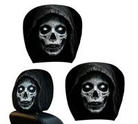 Car Headrest Cover - 2 Pieces Spooky Halloween Design, Stretch Fabric Seat