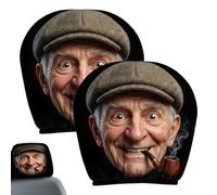 Car Headrest Covers - Funny 2D Flat Elderly Print Pillows Decorations