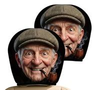 Car Headrest Covers, Funny Elderly Print Headrest Pillow Cover Washable